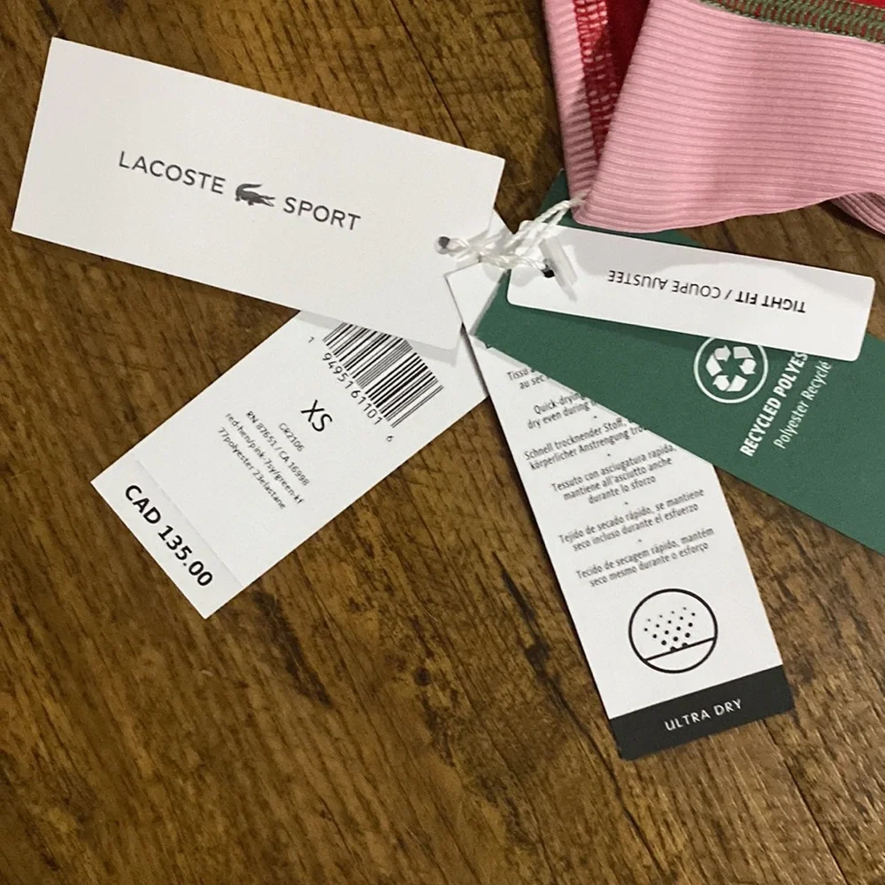 💥HOST PICK💥 NWT LACOSTE SPORT COLOUR-BLOCK SPORT LEGGING RED, PINK, GREEN - Picture 2 of 12